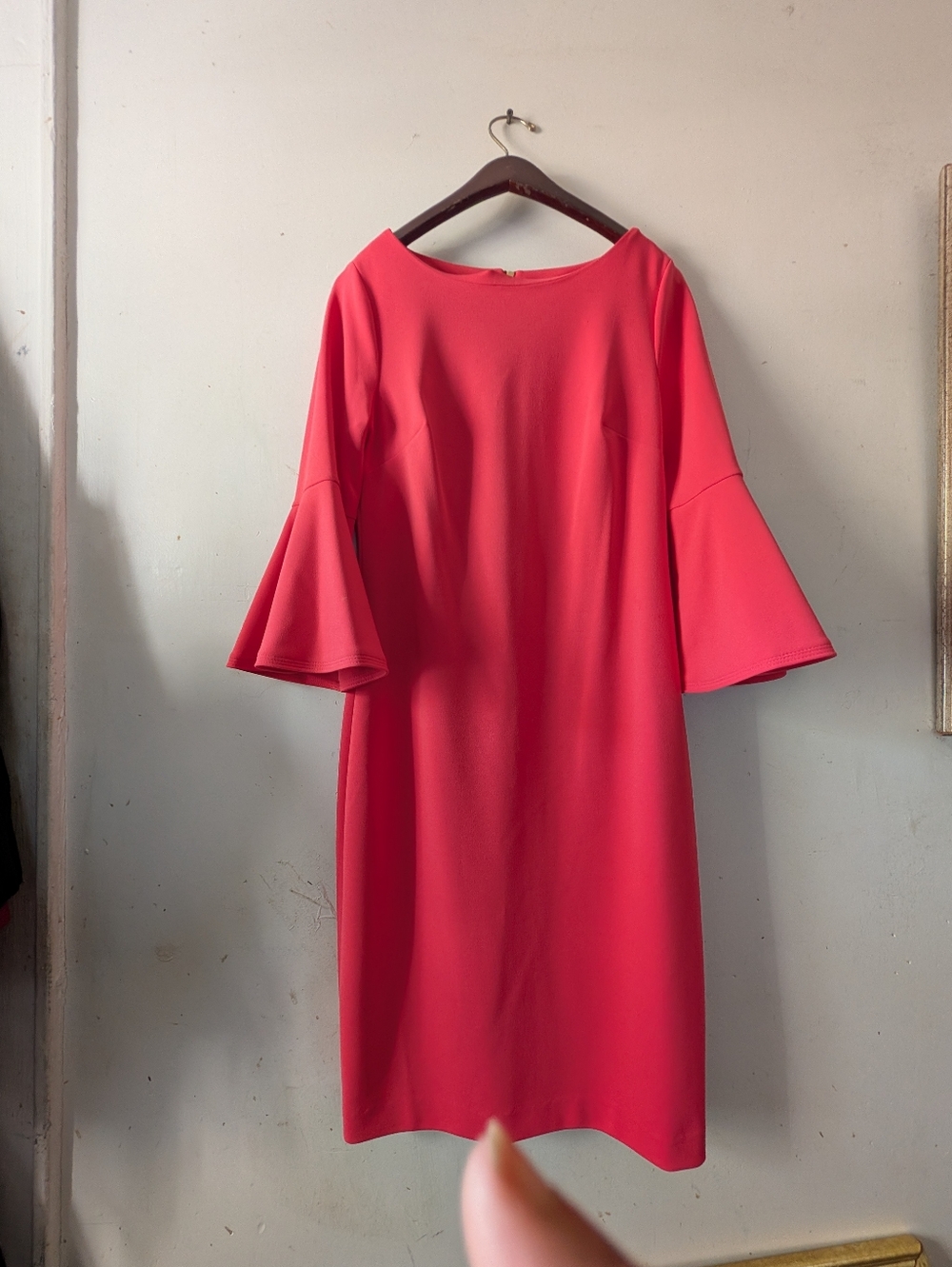 Calvin Klein Coral Bell-Sleeve Midi Dress